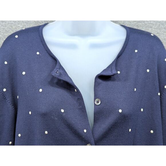 LAUREN RALPH LAUREN Womens Blouse - Blue, White Polka Dots, Silk, Button-Up, 2X - Picture 3 of 5